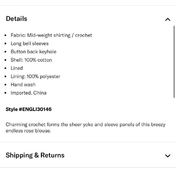 Endless Rose Bell Sleeve Lace Poplin Blouse (Women Size Medium) - Picture 7 of 8